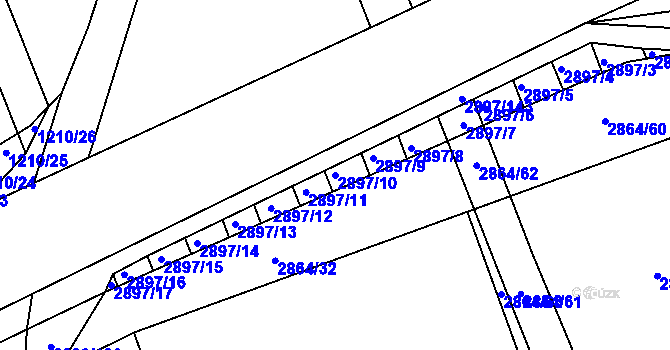 Parcela st. 2897/10 v KÚ Strážnice na Moravě, Katastrální mapa