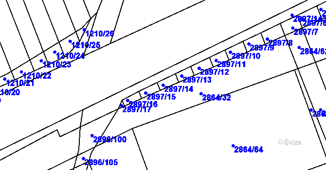 Parcela st. 2897/14 v KÚ Strážnice na Moravě, Katastrální mapa