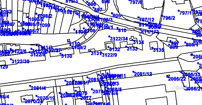 Parcela st. 3122/9 v KÚ Strážnice na Moravě, Katastrální mapa