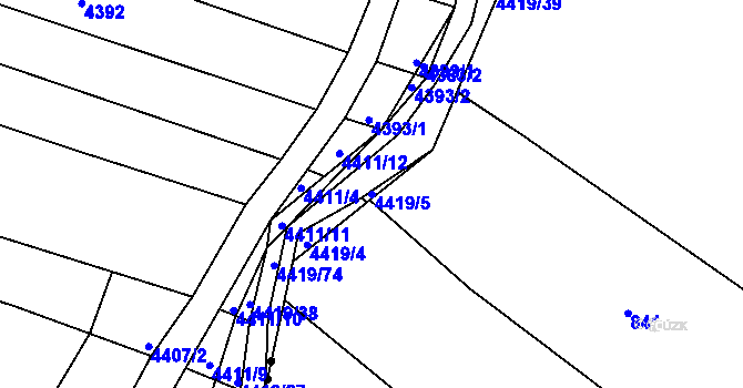 Parcela st. 4419/5 v KÚ Strážnice na Moravě, Katastrální mapa