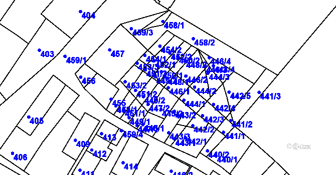 Parcela st. 446/1 v KÚ Strážnice na Moravě, Katastrální mapa