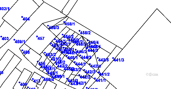 Parcela st. 446/3 v KÚ Strážnice na Moravě, Katastrální mapa