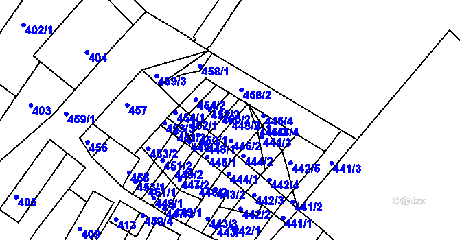 Parcela st. 448/2 v KÚ Strážnice na Moravě, Katastrální mapa