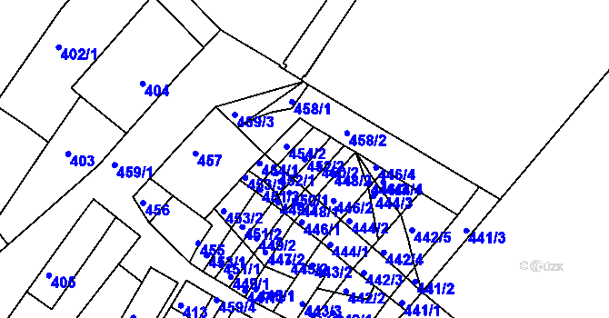 Parcela st. 452/2 v KÚ Strážnice na Moravě, Katastrální mapa