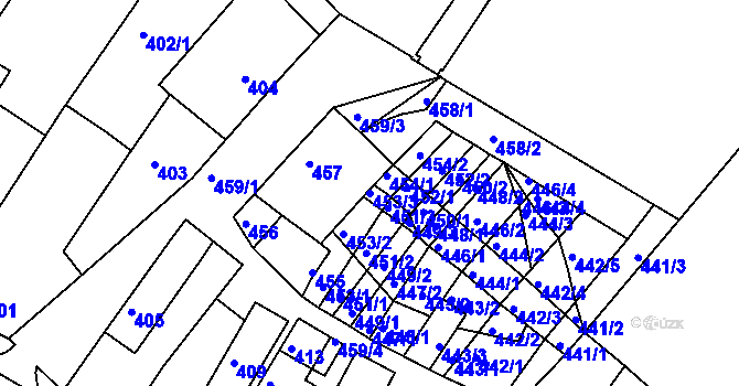 Parcela st. 453/3 v KÚ Strážnice na Moravě, Katastrální mapa