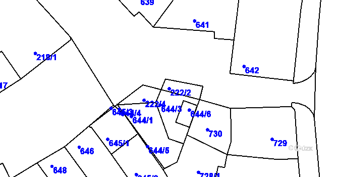 Parcela st. 222/2 v KÚ Strážnice na Moravě, Katastrální mapa
