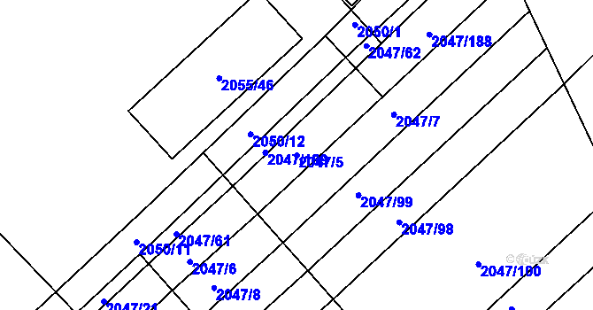Parcela st. 2047/5 v KÚ Strážnice na Moravě, Katastrální mapa