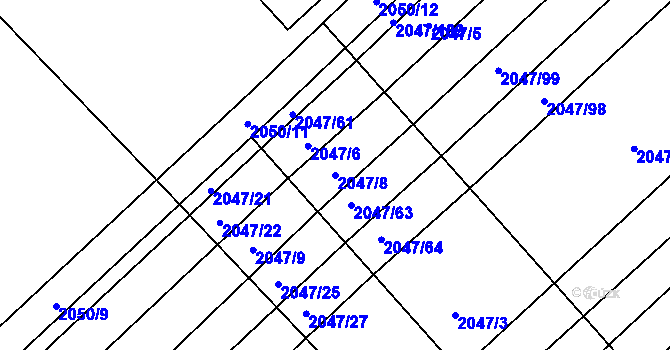 Parcela st. 2047/8 v KÚ Strážnice na Moravě, Katastrální mapa