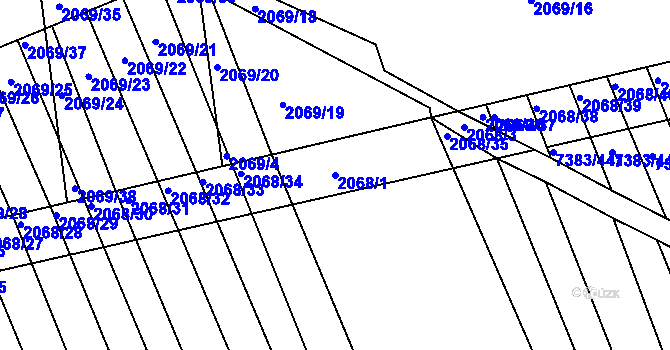 Parcela st. 2068/1 v KÚ Strážnice na Moravě, Katastrální mapa
