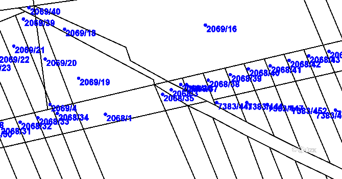 Parcela st. 2068/3 v KÚ Strážnice na Moravě, Katastrální mapa