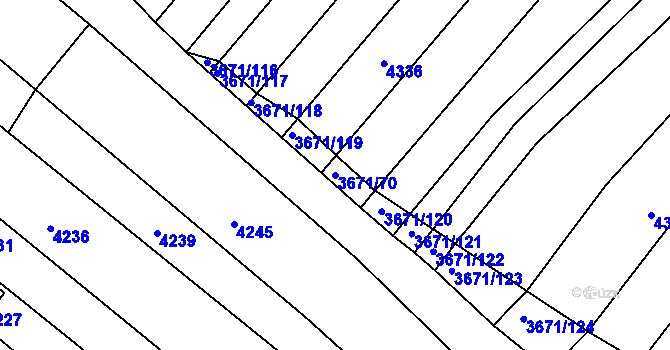Parcela st. 3671/70 v KÚ Strážnice na Moravě, Katastrální mapa