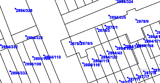 Parcela st. 2878/5 v KÚ Strážnice na Moravě, Katastrální mapa