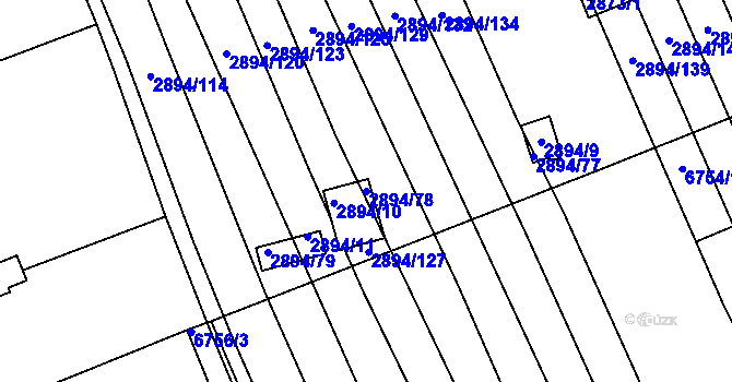 Parcela st. 2894/78 v KÚ Strážnice na Moravě, Katastrální mapa