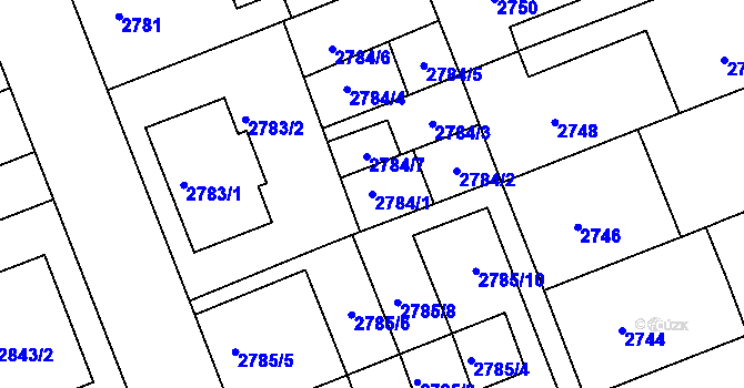 Parcela st. 2784/1 v KÚ Strážnice na Moravě, Katastrální mapa