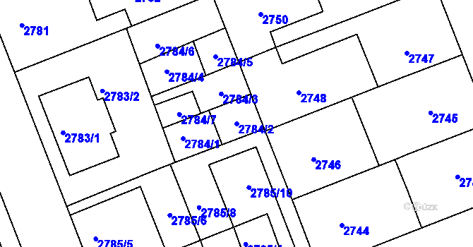Parcela st. 2784/2 v KÚ Strážnice na Moravě, Katastrální mapa