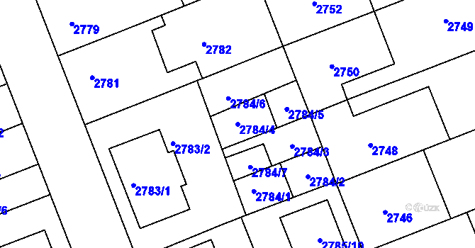 Parcela st. 2784/4 v KÚ Strážnice na Moravě, Katastrální mapa