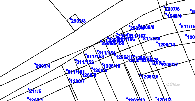 Parcela st. 811/154 v KÚ Strážnice na Moravě, Katastrální mapa