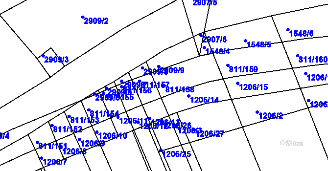 Parcela st. 811/158 v KÚ Strážnice na Moravě, Katastrální mapa