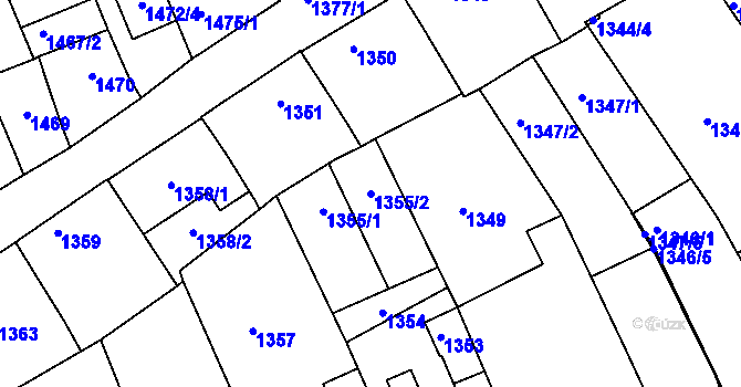 Parcela st. 1355/2 v KÚ Strážnice na Moravě, Katastrální mapa