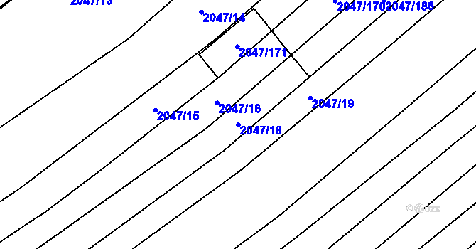 Parcela st. 2047/18 v KÚ Strážnice na Moravě, Katastrální mapa
