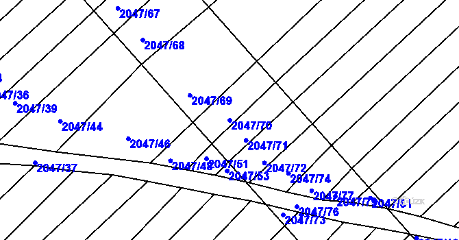 Parcela st. 2047/70 v KÚ Strážnice na Moravě, Katastrální mapa