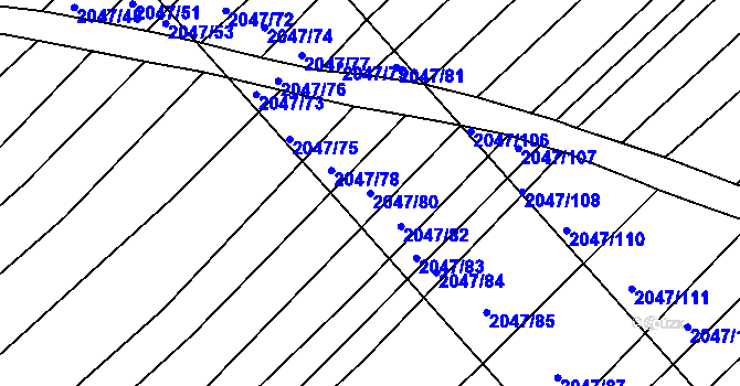 Parcela st. 2047/80 v KÚ Strážnice na Moravě, Katastrální mapa