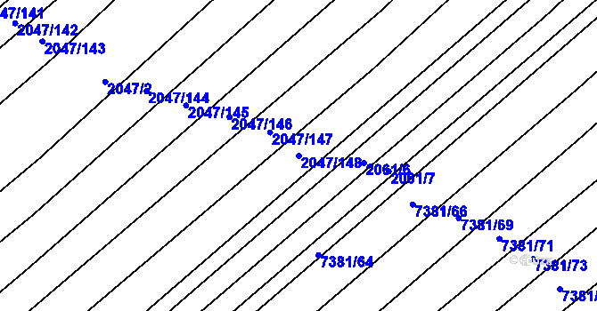 Parcela st. 2047/148 v KÚ Strážnice na Moravě, Katastrální mapa