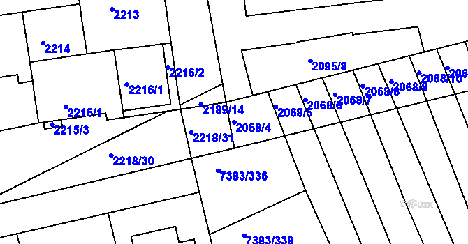 Parcela st. 2068/4 v KÚ Strážnice na Moravě, Katastrální mapa