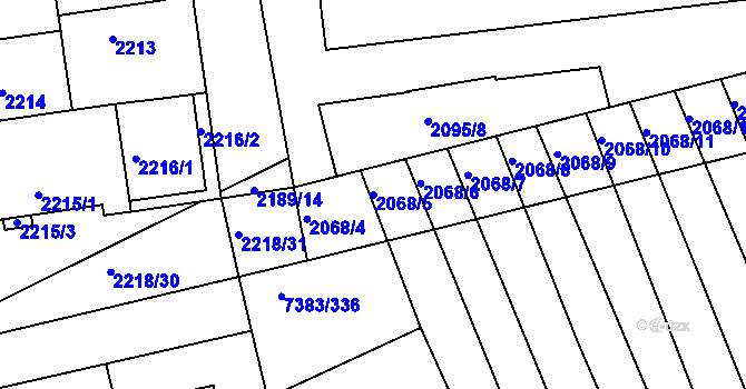 Parcela st. 2068/5 v KÚ Strážnice na Moravě, Katastrální mapa
