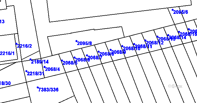 Parcela st. 2068/8 v KÚ Strážnice na Moravě, Katastrální mapa