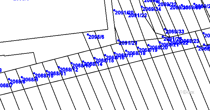 Parcela st. 2068/16 v KÚ Strážnice na Moravě, Katastrální mapa
