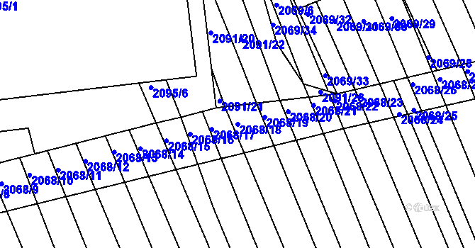 Parcela st. 2068/18 v KÚ Strážnice na Moravě, Katastrální mapa