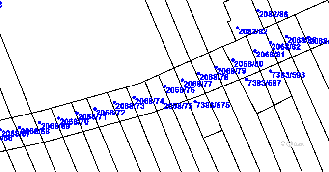 Parcela st. 2068/76 v KÚ Strážnice na Moravě, Katastrální mapa