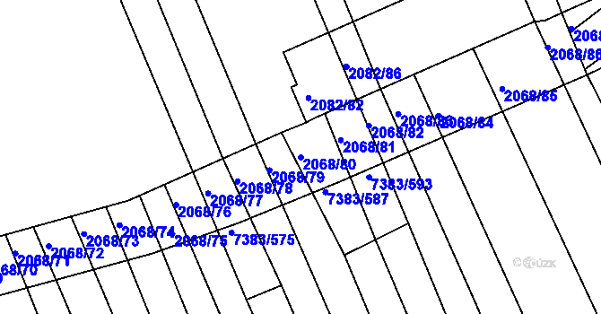 Parcela st. 2068/80 v KÚ Strážnice na Moravě, Katastrální mapa
