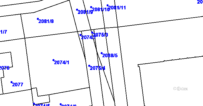 Parcela st. 2088/5 v KÚ Strážnice na Moravě, Katastrální mapa