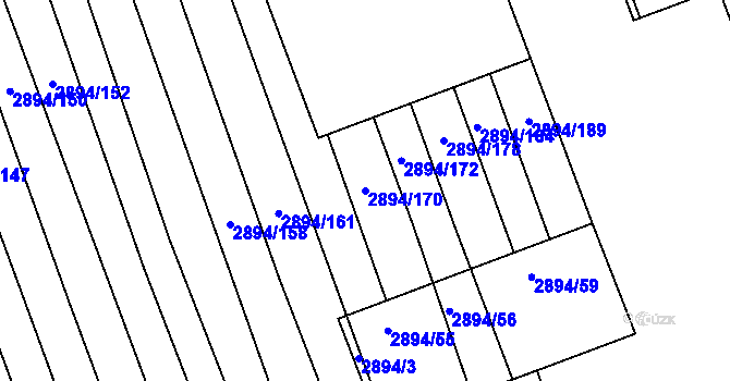 Parcela st. 2894/170 v KÚ Strážnice na Moravě, Katastrální mapa