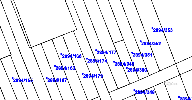 Parcela st. 2894/177 v KÚ Strážnice na Moravě, Katastrální mapa