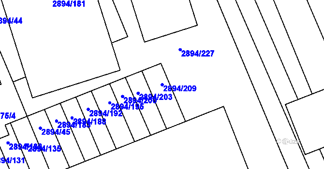 Parcela st. 2894/209 v KÚ Strážnice na Moravě, Katastrální mapa