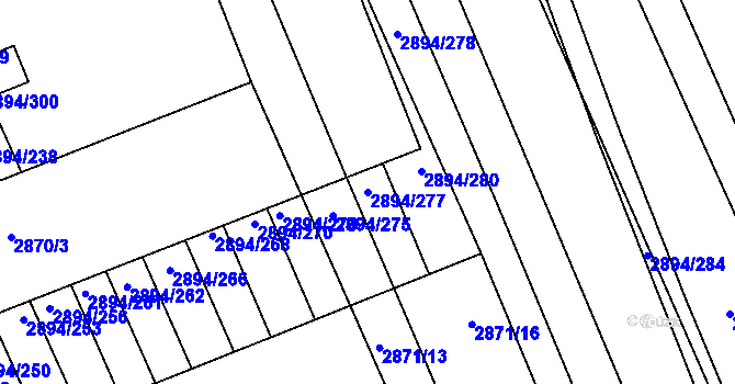 Parcela st. 2894/277 v KÚ Strážnice na Moravě, Katastrální mapa