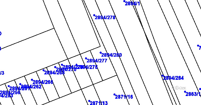 Parcela st. 2894/280 v KÚ Strážnice na Moravě, Katastrální mapa