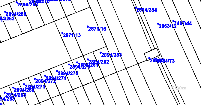 Parcela st. 2894/283 v KÚ Strážnice na Moravě, Katastrální mapa