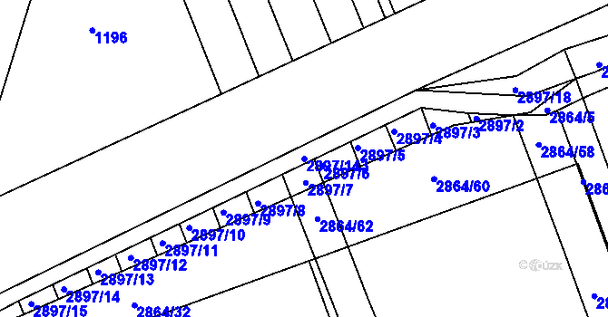Parcela st. 2897/143 v KÚ Strážnice na Moravě, Katastrální mapa