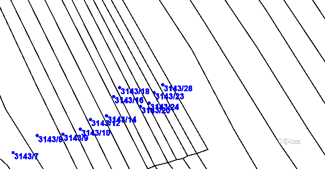 Parcela st. 3143/28 v KÚ Strážnice na Moravě, Katastrální mapa