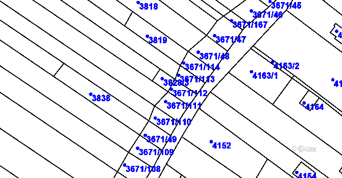 Parcela st. 3671/112 v KÚ Strážnice na Moravě, Katastrální mapa
