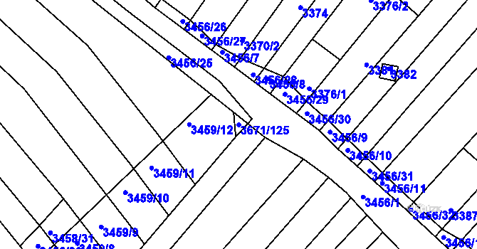 Parcela st. 3671/125 v KÚ Strážnice na Moravě, Katastrální mapa