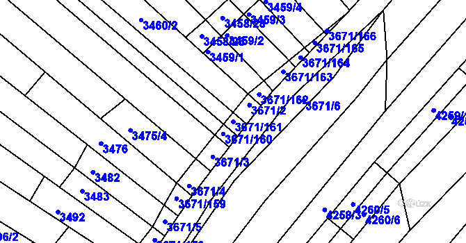Parcela st. 3671/161 v KÚ Strážnice na Moravě, Katastrální mapa