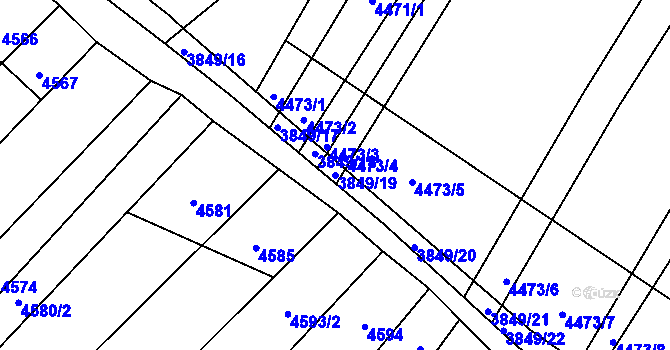 Parcela st. 3849/19 v KÚ Strážnice na Moravě, Katastrální mapa