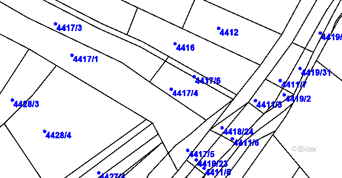 Parcela st. 4417/4 v KÚ Strážnice na Moravě, Katastrální mapa