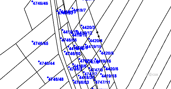 Parcela st. 4419/15 v KÚ Strážnice na Moravě, Katastrální mapa