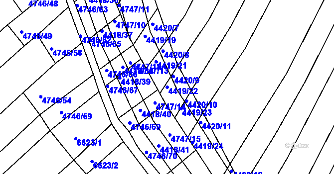 Parcela st. 4419/22 v KÚ Strážnice na Moravě, Katastrální mapa